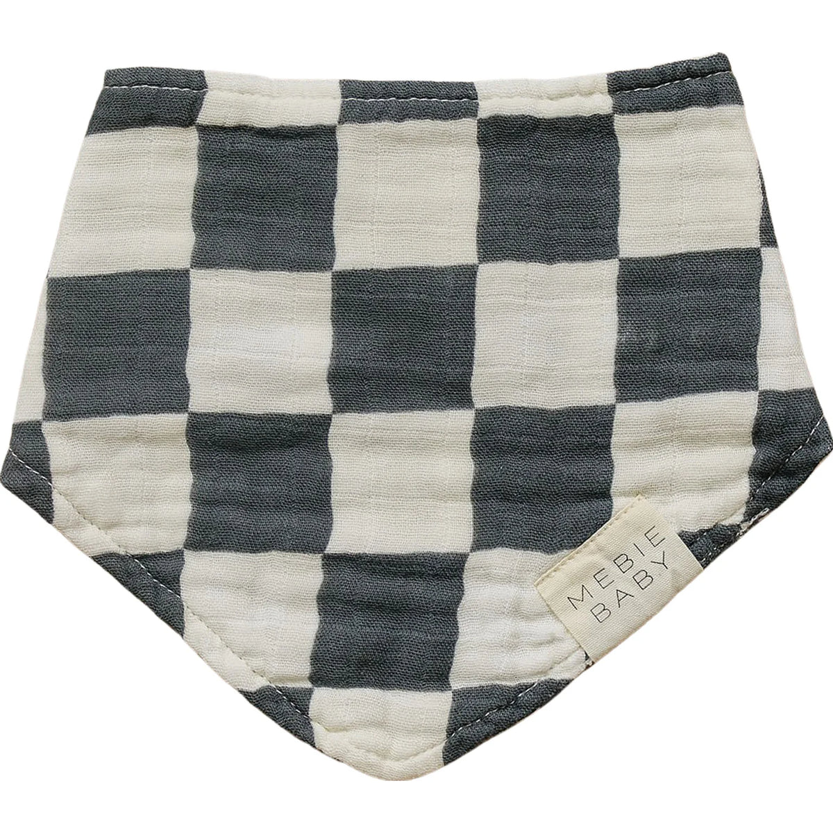 CHARCOAL CHECKERED MUSLIN BIB