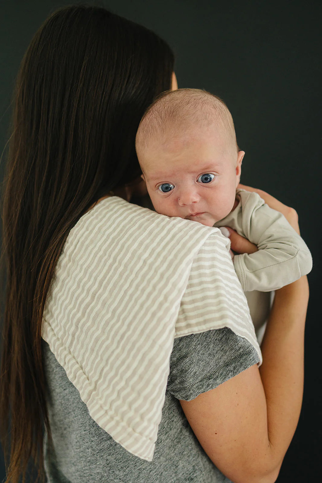 TAUPE STRIPE MUSLIN BURP CLOTH