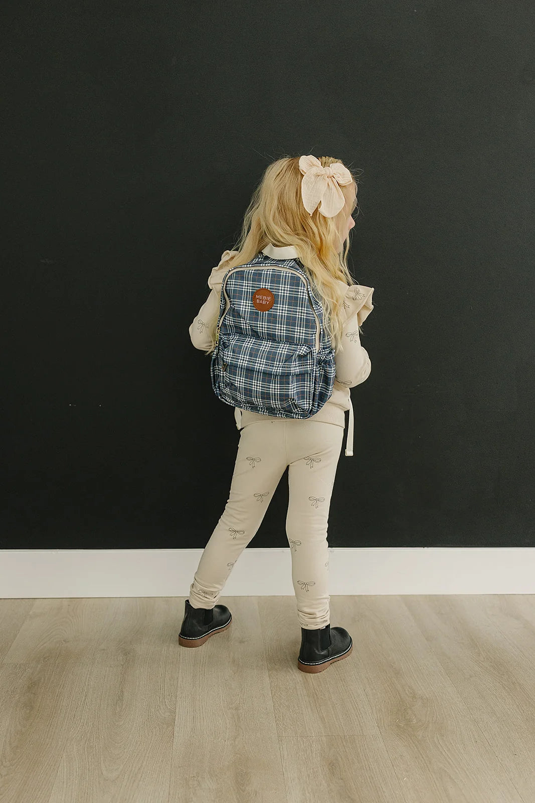 NAVY PLAID MINI BACKPACK