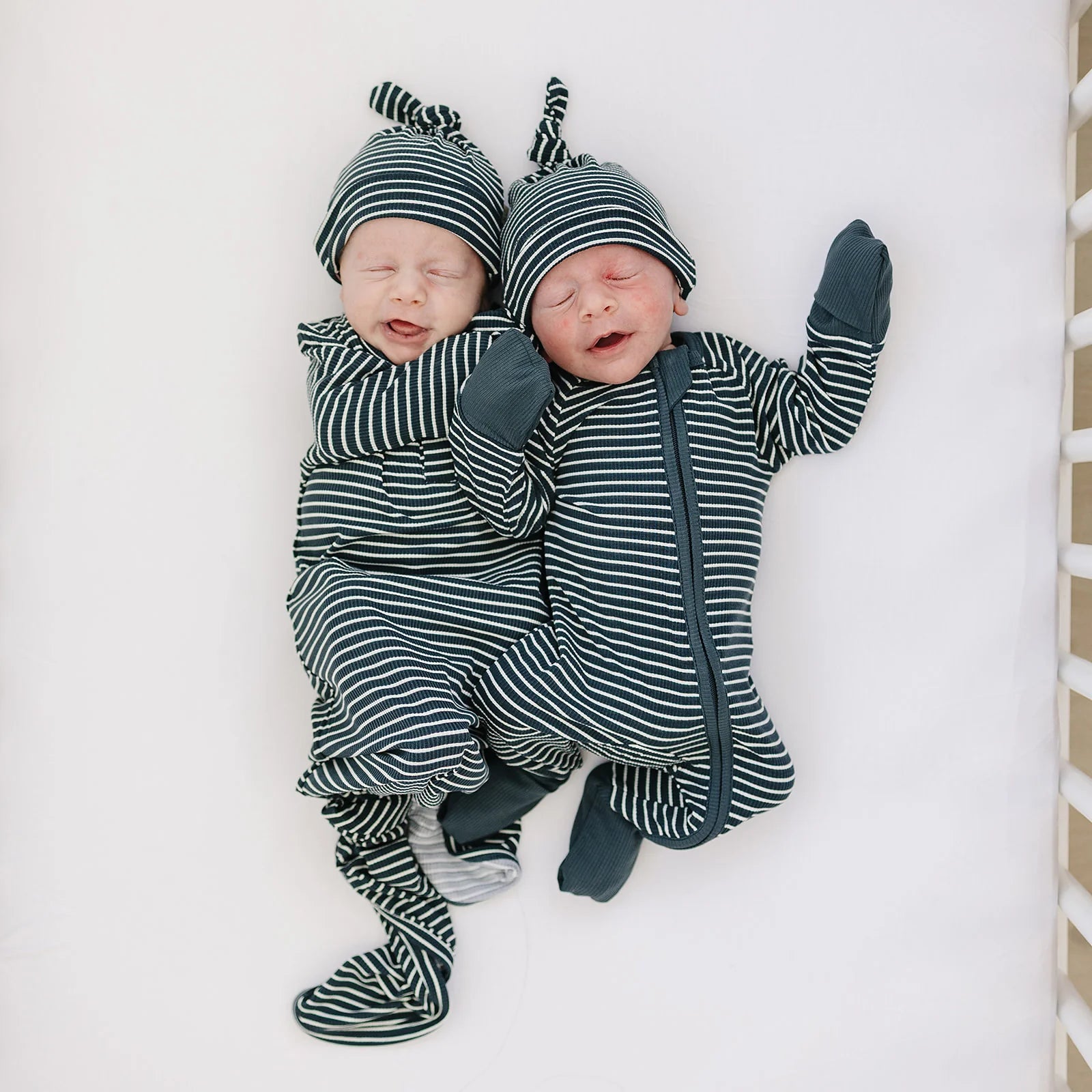NAVY STRIPE BAMBOO KNOT HAT