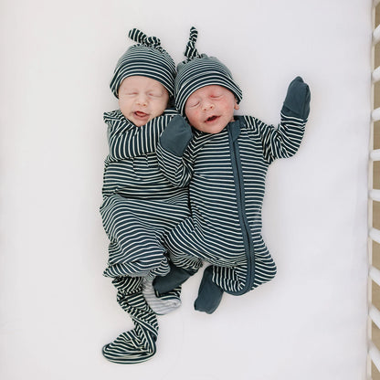 NAVY STRIPE BAMBOO KNOT HAT