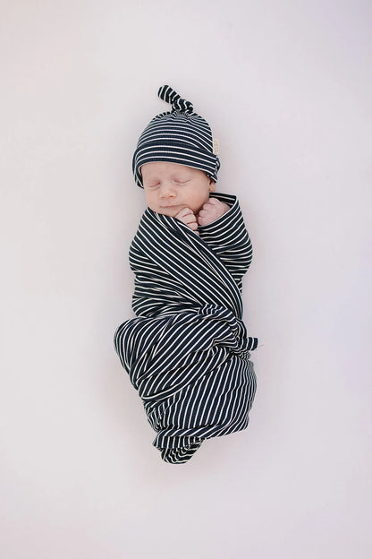 NAVY STRIPES BAMBOO STRETCH SWADDLE