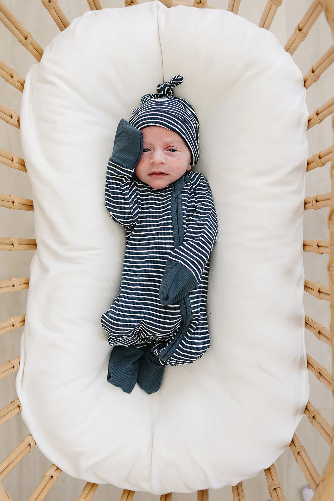 NAVY STRIPE RIBBED BAMBOO SLEEPER