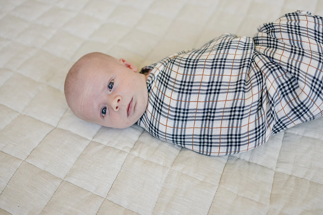 VINTAGE PLAID SWADDLE BLANKET