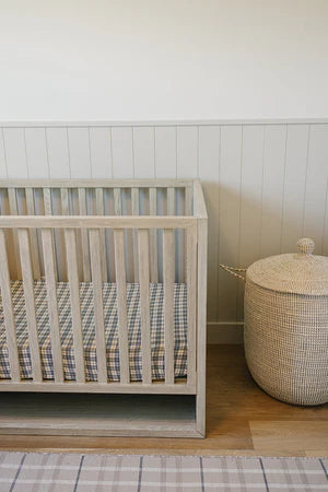 VINTAGE PLAID MUSLIN CRIB SHEET