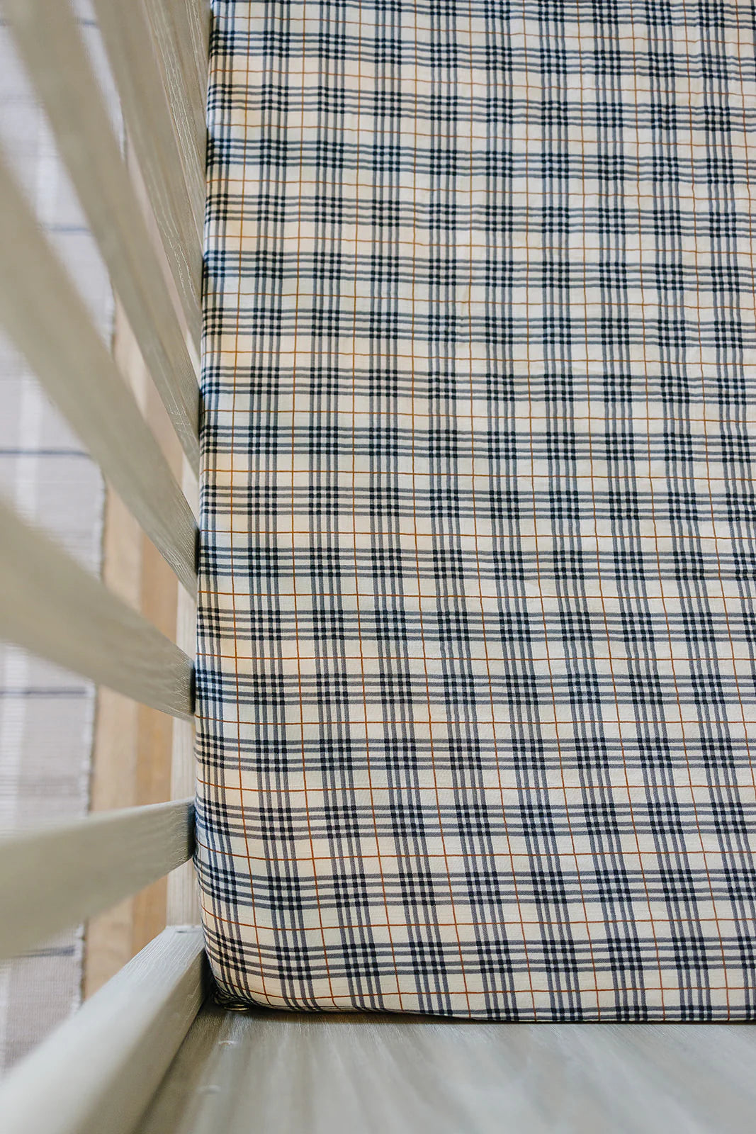 VINTAGE PLAID MUSLIN CRIB SHEET