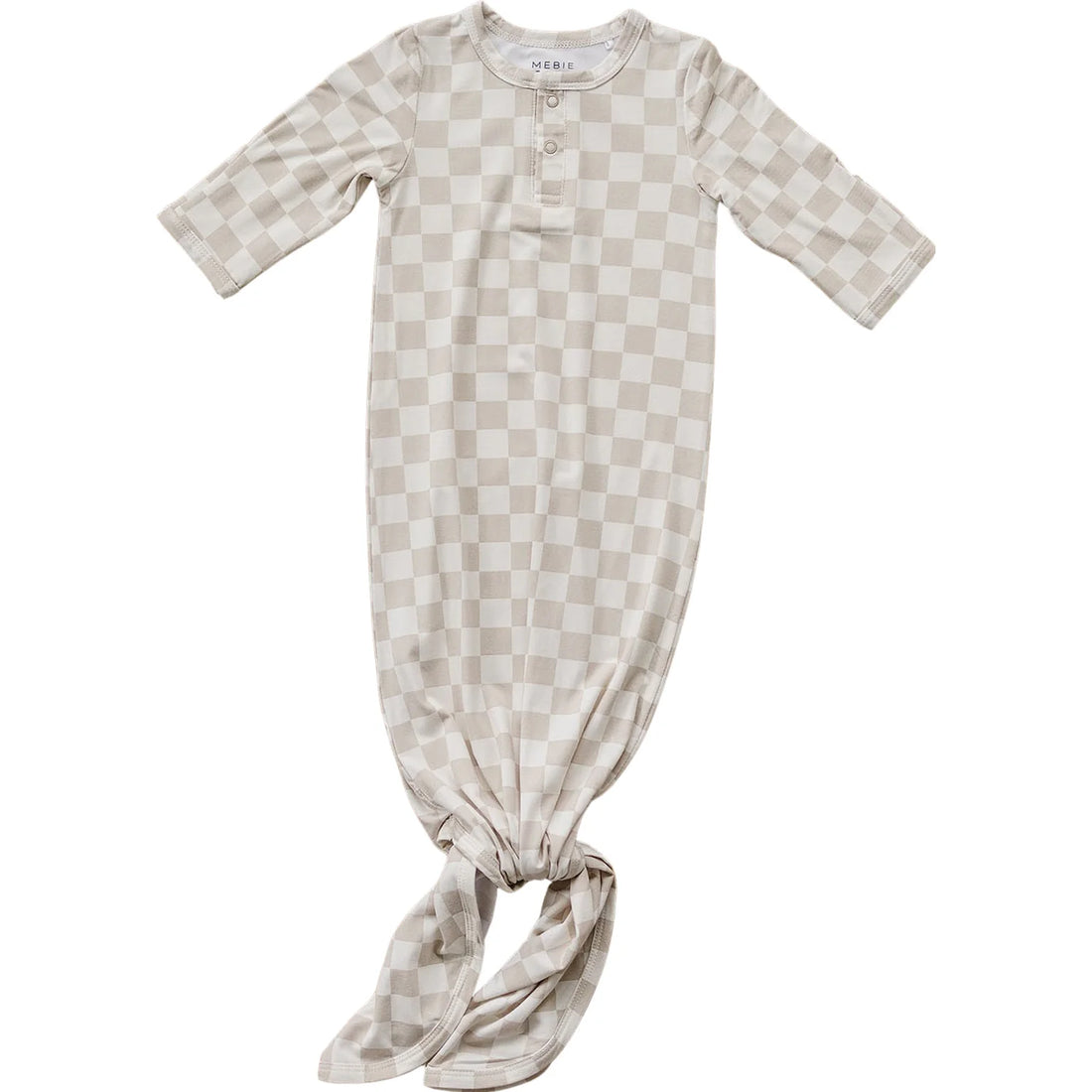 TAUPE CHECKERED BAMBOO KNOT GOWN
