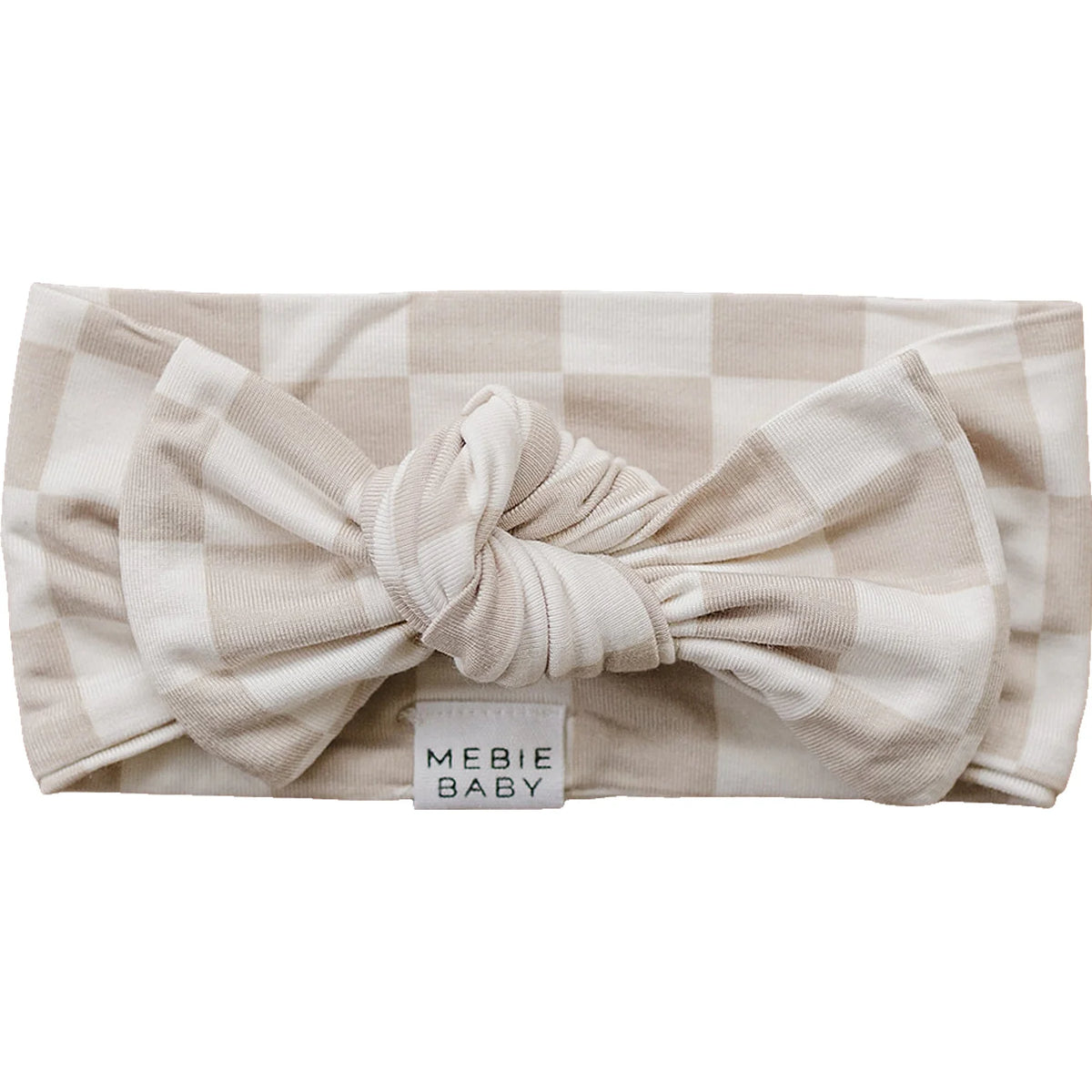 TAUPE CHECKERED BAMBOO HEAD WRAP