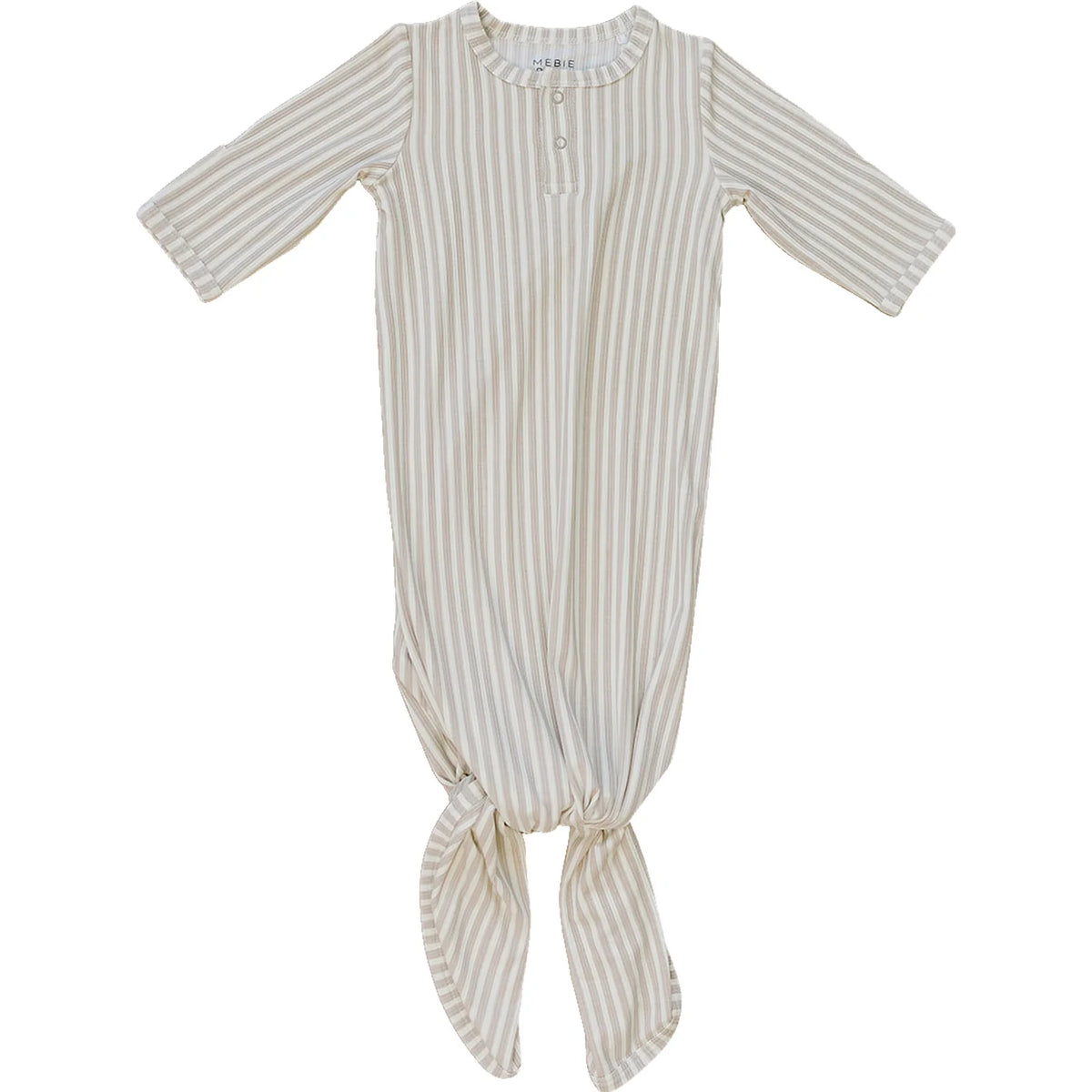 TAUPE STRIPE BAMBOO KNOT GOWN