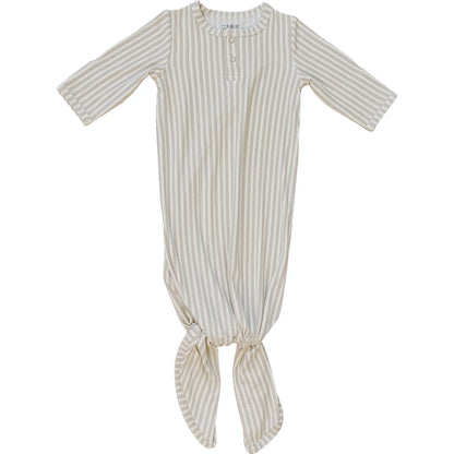 TAUPE STRIPE BAMBOO KNOT GOWN