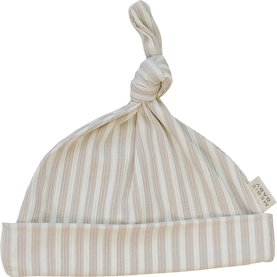 TAUPE STRIPE BAMBOO NEWBORN KNOT HAT