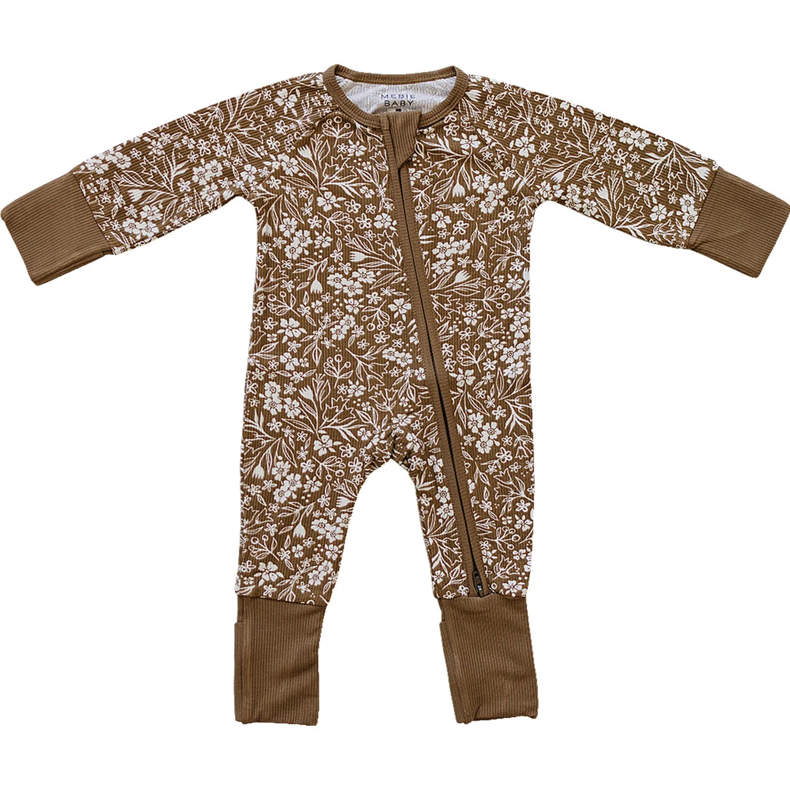 BROWN FLORAL RIBBED BAMBOO SLEEPER