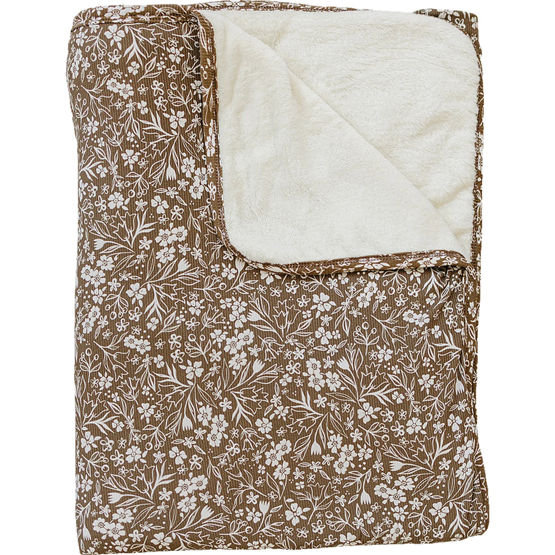 BROWN FLORAL BAMBOO FLEECE QUILT