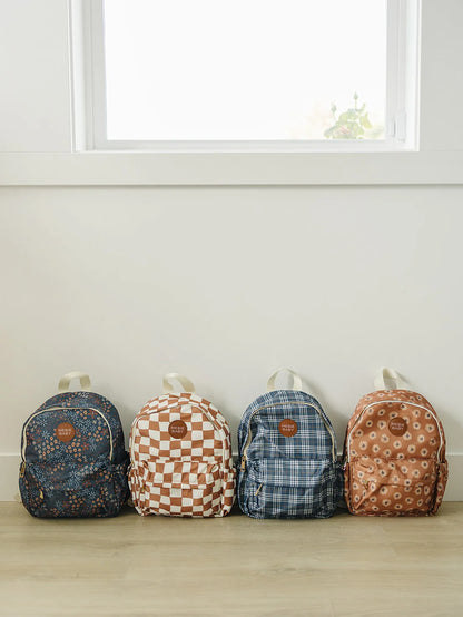 NAVY PLAID MINI BACKPACK