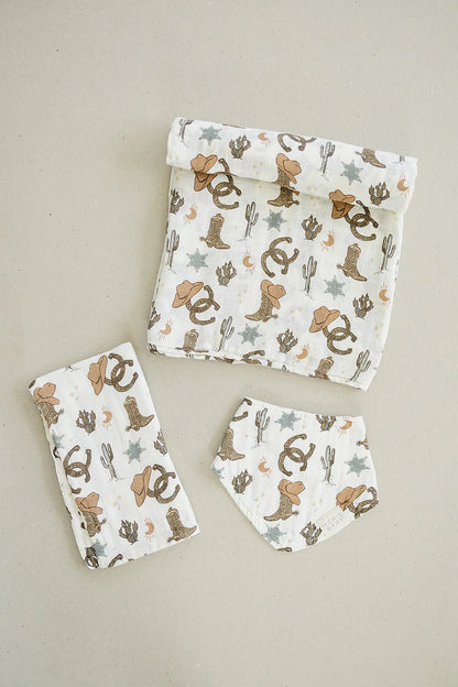 OUTLAW COWBOY MUSLIN SWADDLE BLANKET
