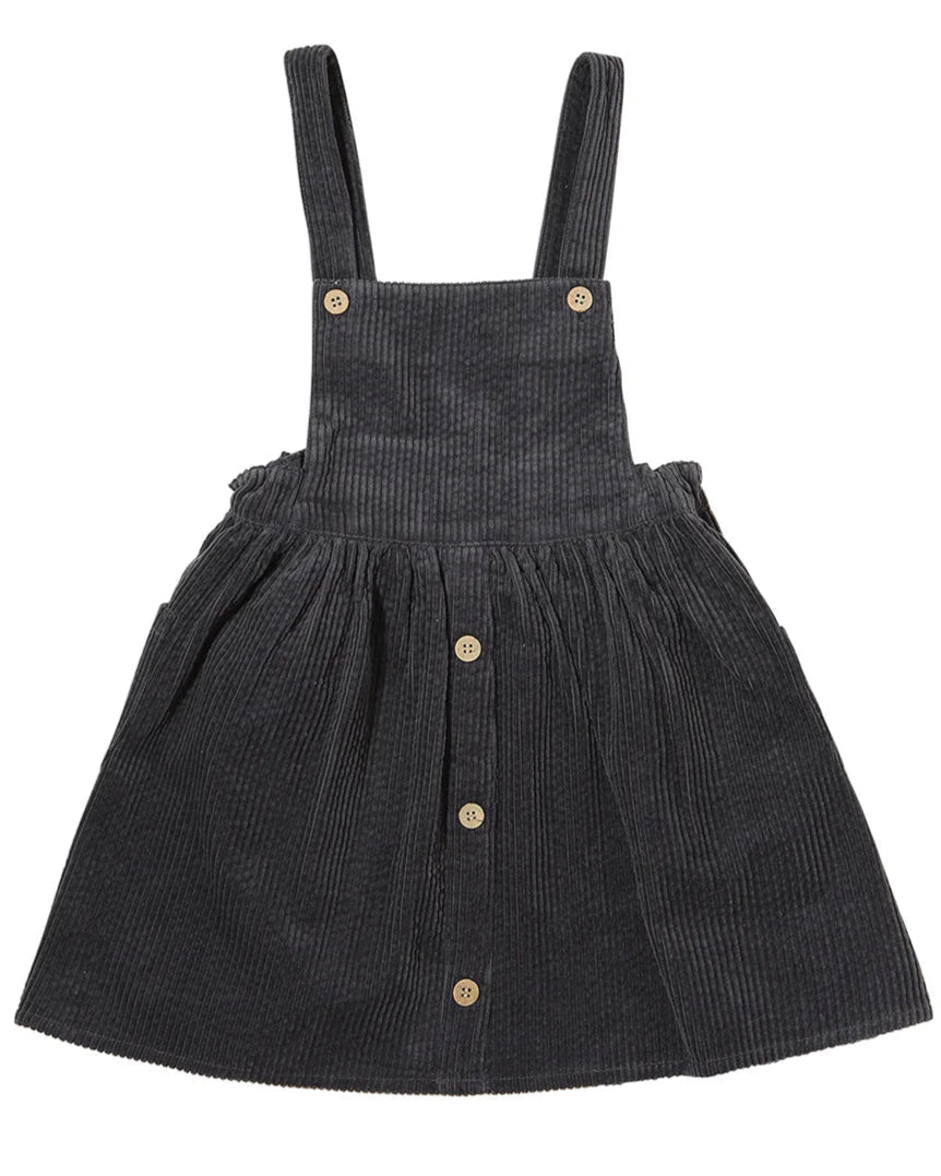 PINAFORE OVERALL DRESS - CHARCOAL BLUE