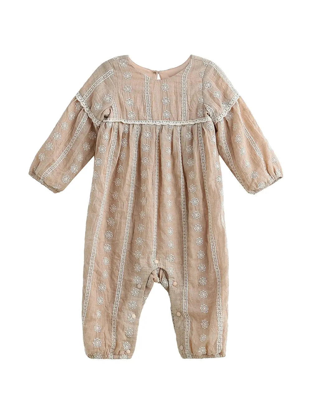 PATRICIA LONG SLEEVE FLORAL EMBROIDERED BUBBLE ROMPER