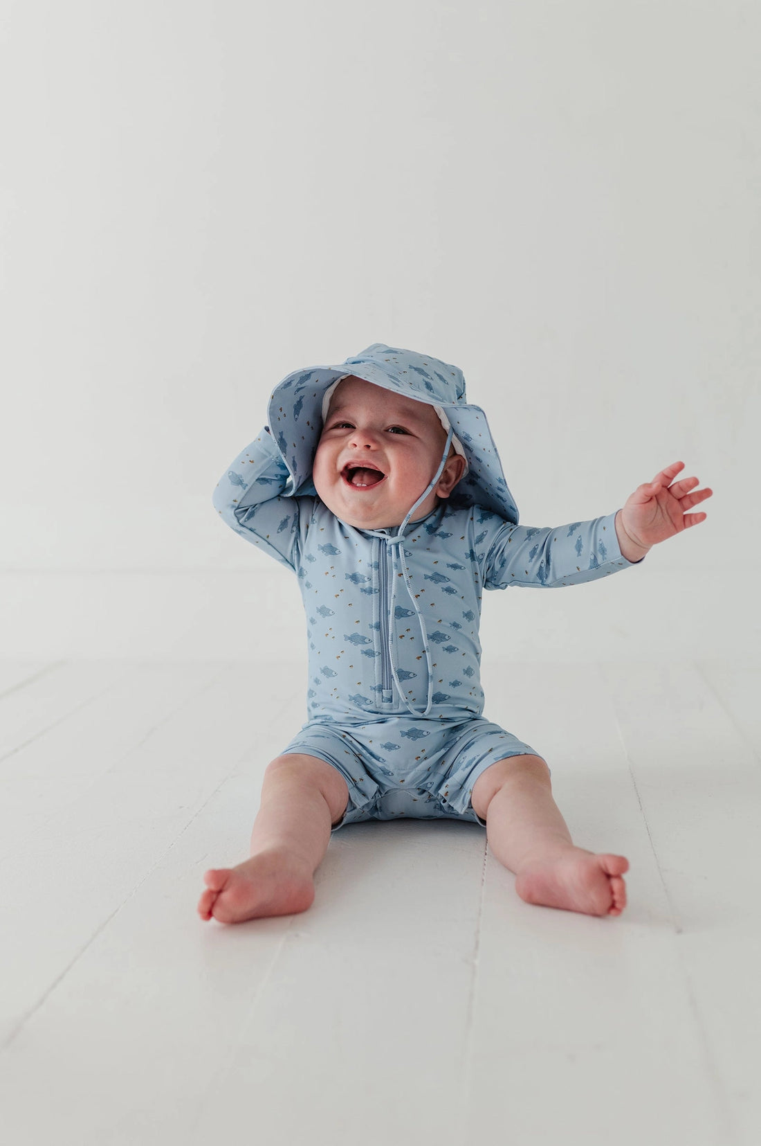 FISH ONE-PIECE RASH GUARD SWIMSUIT