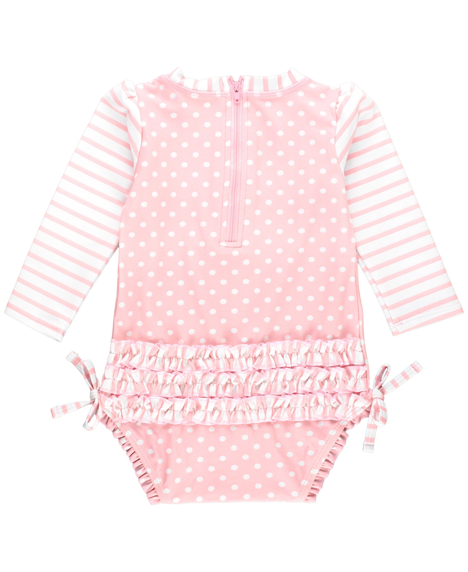 PINK POLKA DOT LONG SLEEVE RASH GUARD