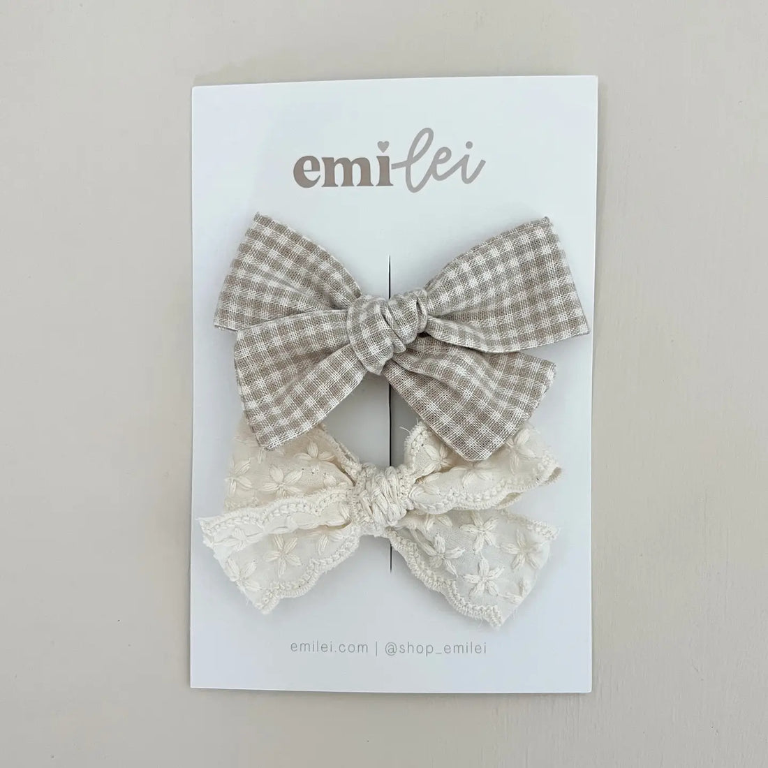 LACE + GINGHAM BOW CLIPS