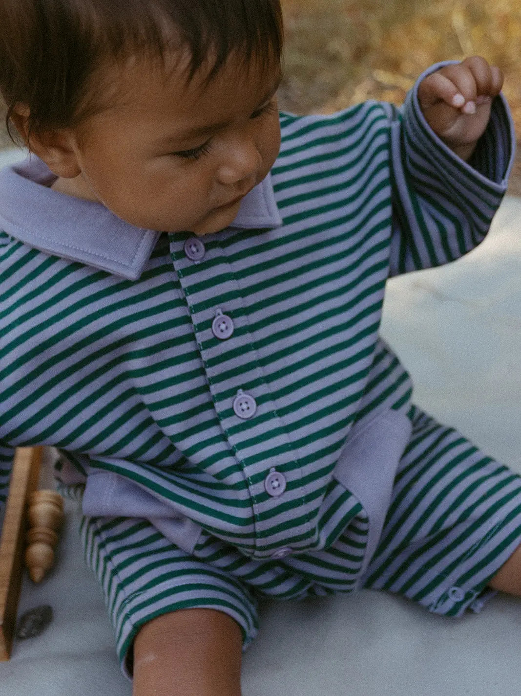 SCOTTIE ROMPER - PURPLE ASH STRIPE