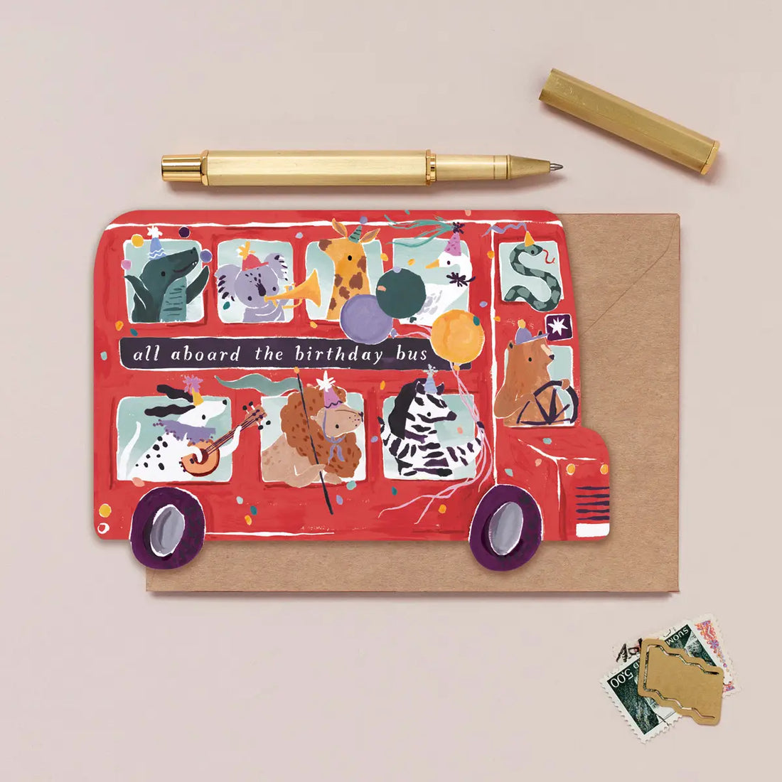 PARTY BUS KIDS BIRTHDAY CARD