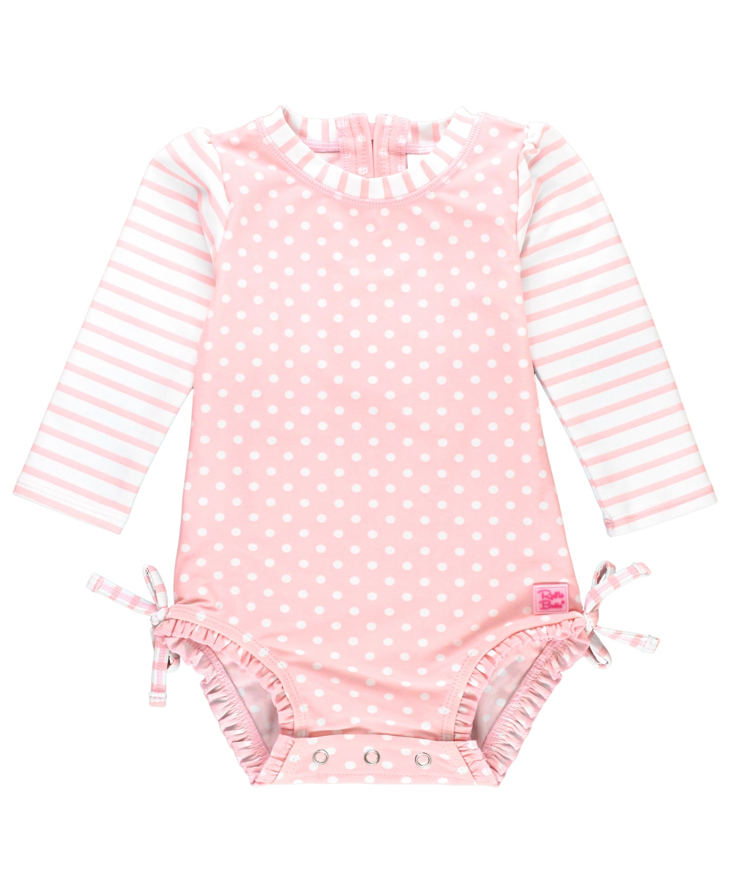 PINK POLKA DOT LONG SLEEVE RASH GUARD