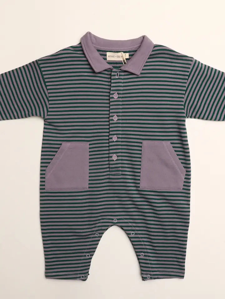 SCOTTIE ROMPER - PURPLE ASH STRIPE