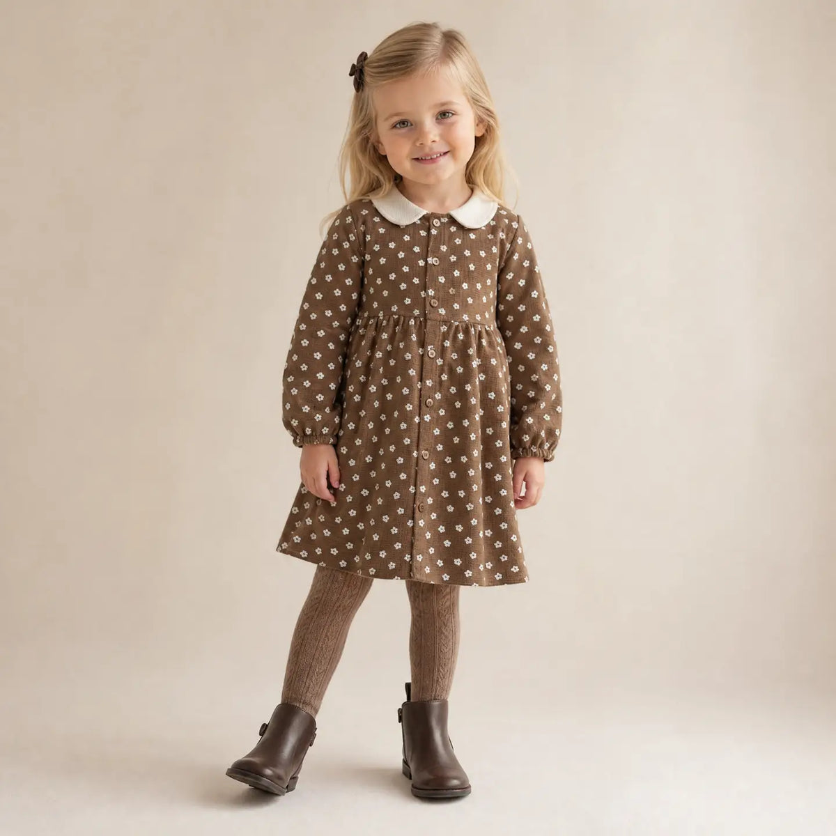 CHESTNUT BLOOM ORGANIC COLLARED DRESS