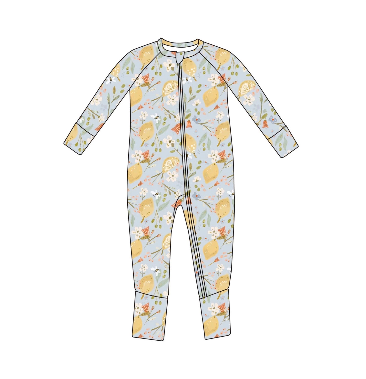LEMON FLORAL RIBBED BAMBOO ROMPER