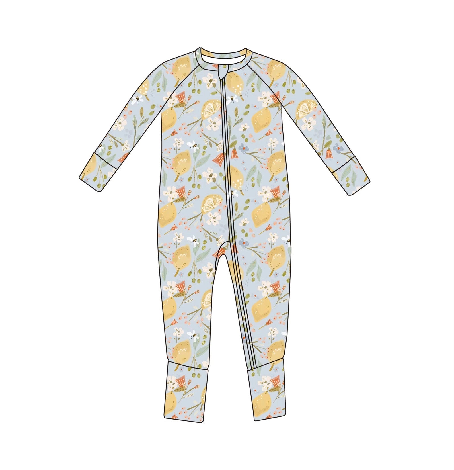 LEMON FLORAL RIBBED BAMBOO ROMPER