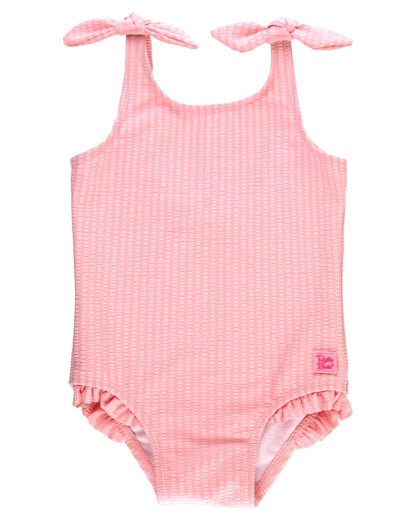 PINK TIE SHOULDER ONE PIECE SWIMMY