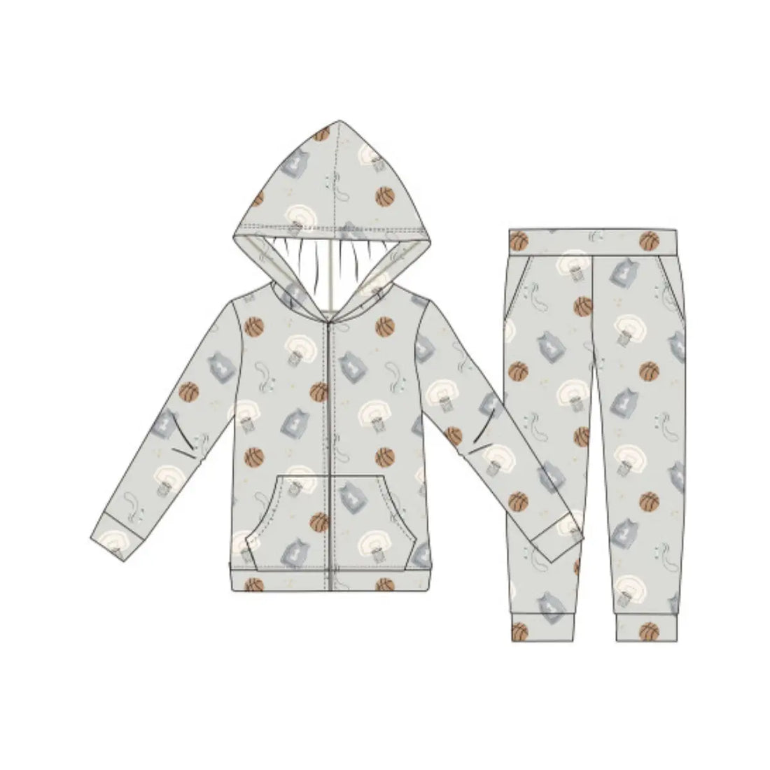 BAMBOO TERRY SWEAT SET - BASKETBALL