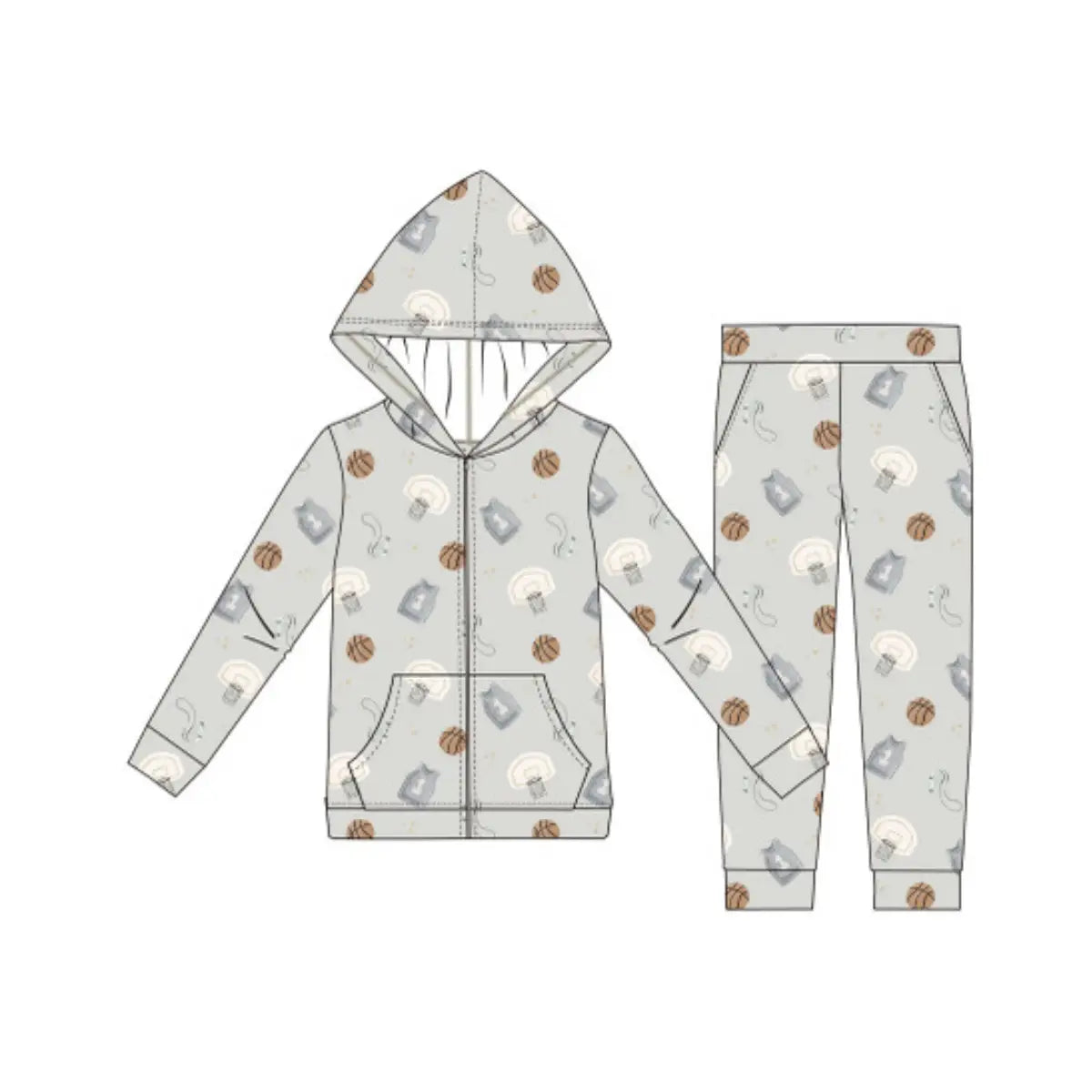 BAMBOO TERRY SWEAT SET - BASKETBALL