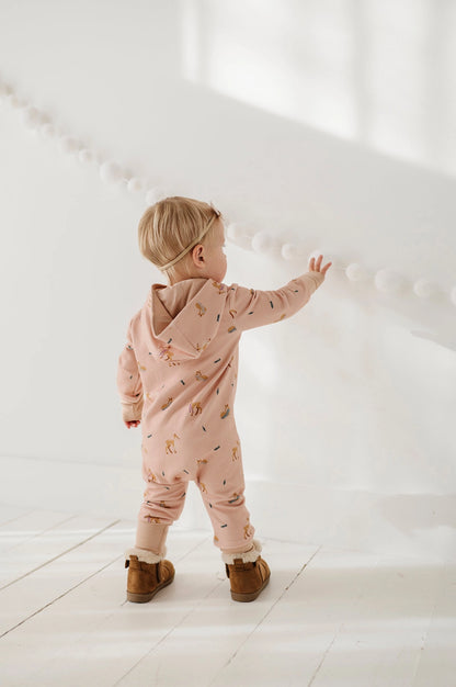 TERRY ZIP ROMPER - FAWN