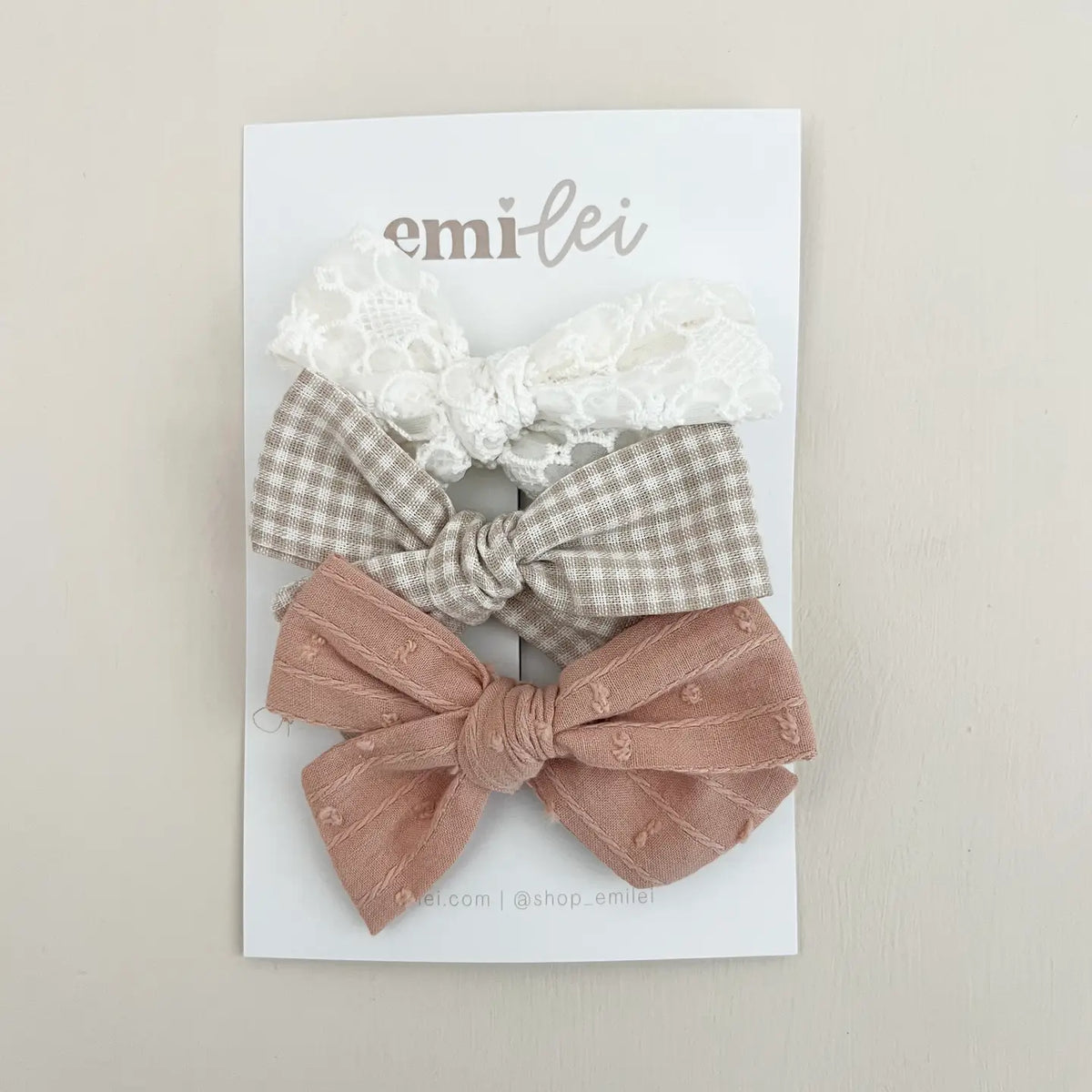 AUTUMN LACE + GINGHAM BOW CLIPS