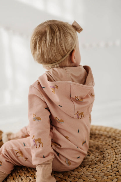 TERRY ZIP ROMPER - FAWN