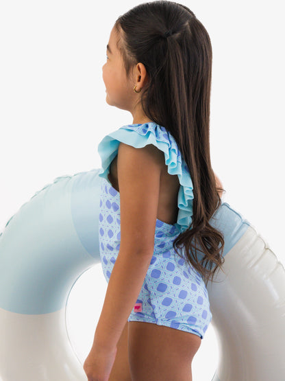 COASTAL CANE BOW V-BACK ONE PIECE SWIMSUIT