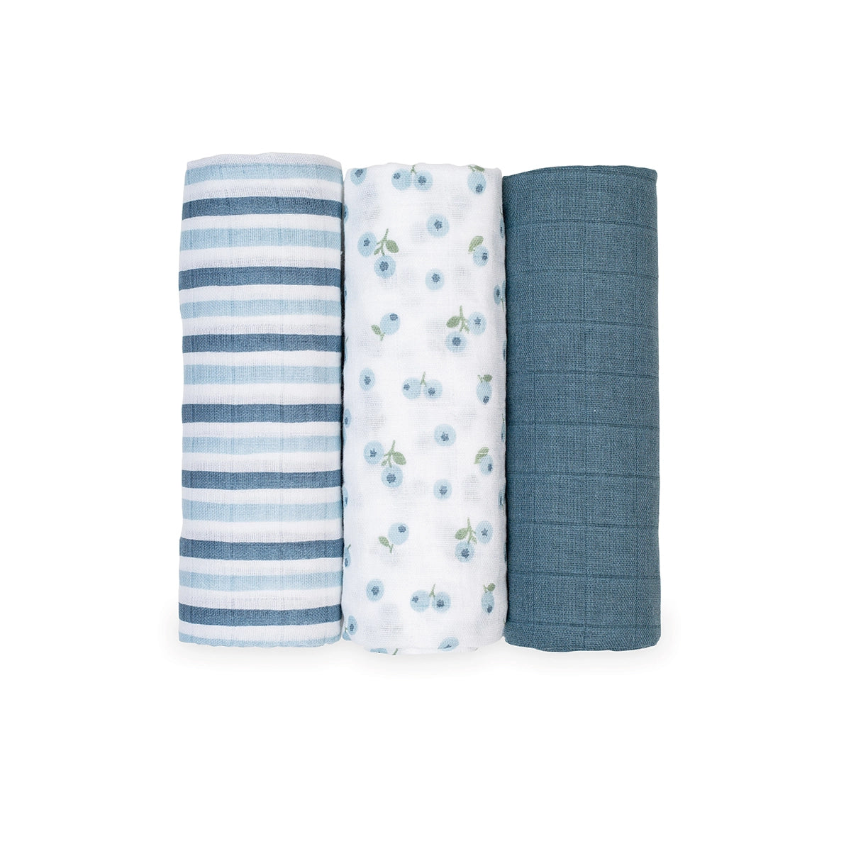 BLUEBERRIES MUSLIN RECEIVING BLANKET - 3 PACK