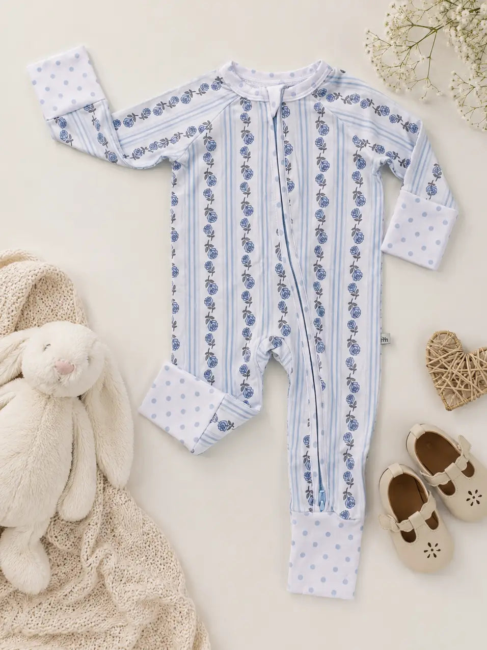 BLUE COTTAGE ROSE ZIP PAJAMA