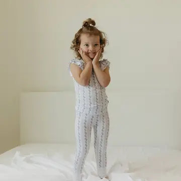 BLUE COTTAGE ROSE RUFFLE SET