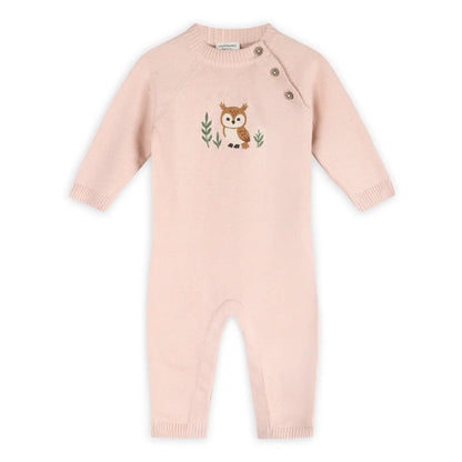 OWL EMBROIDERED KNIT JUMPSUIT