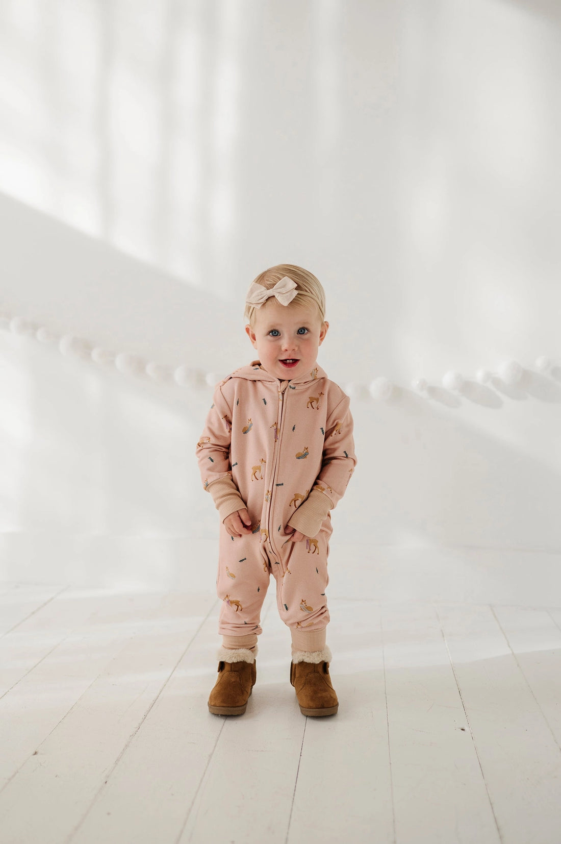 TERRY ZIP ROMPER - FAWN