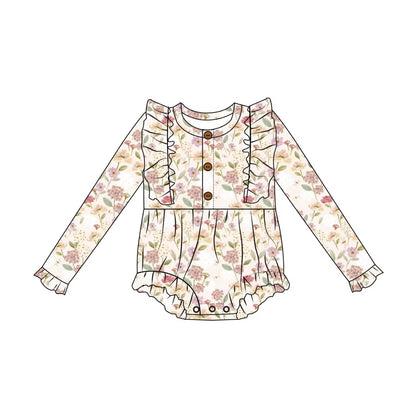 WILLOW BAMBOO LONG SLEEVE RUFFLE ROMPER