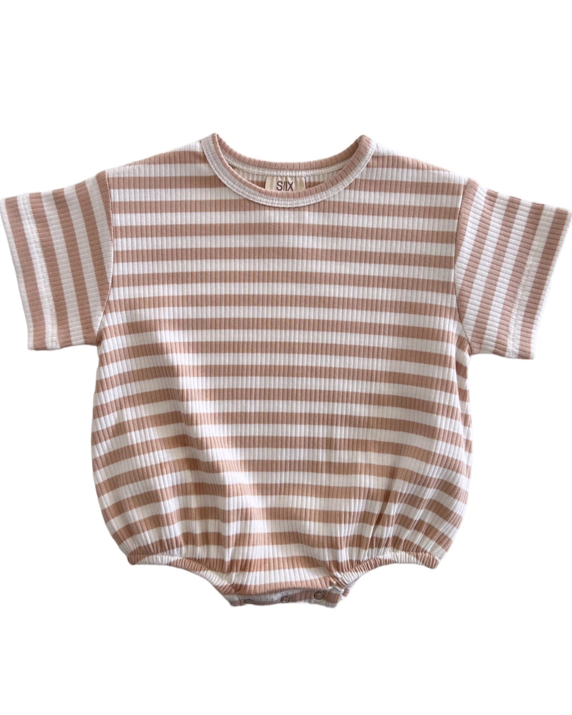 RIBBED T-SHIRT BUBBLE - TAN STRIPE