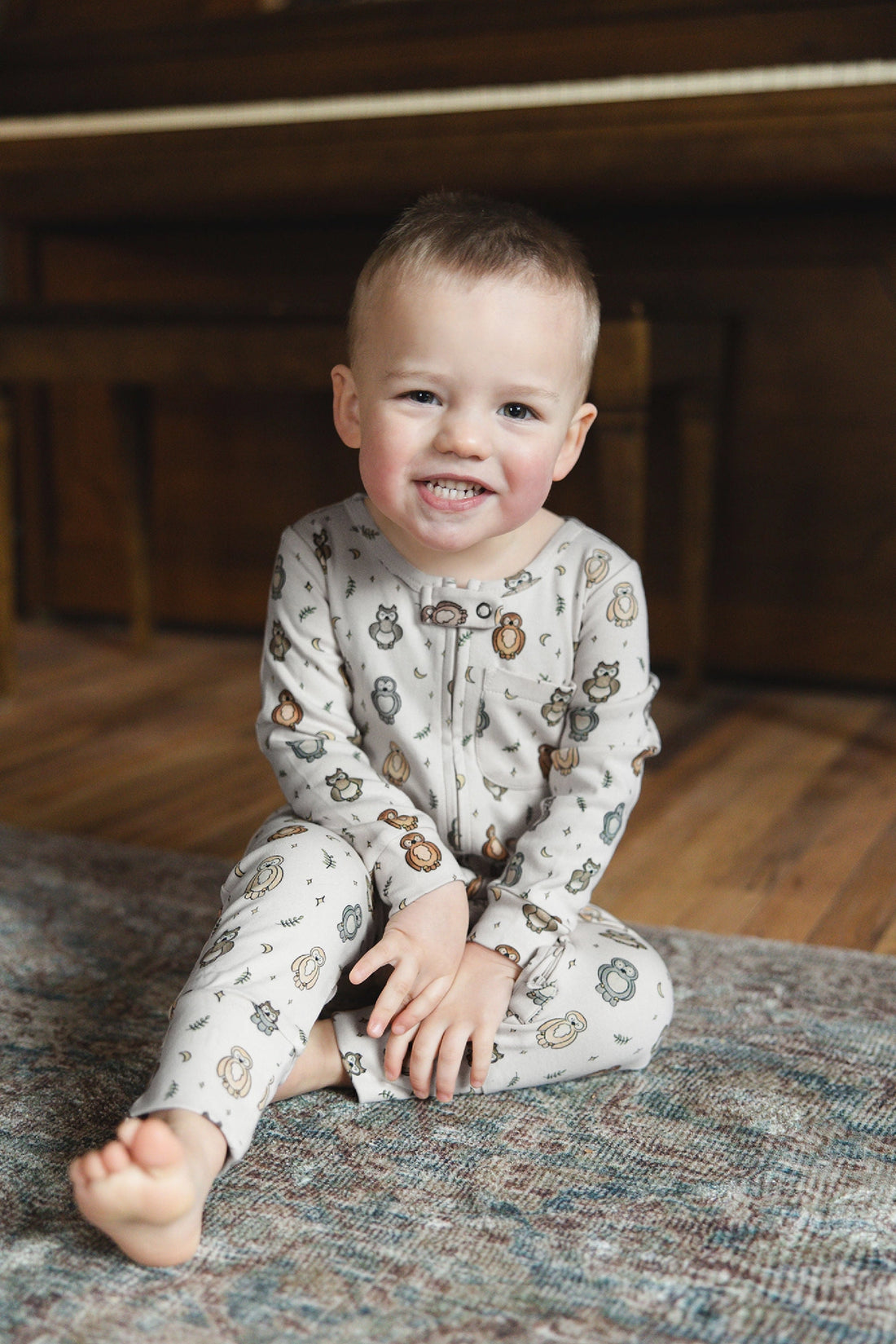 ORGANIC ZIPPER ROMPER - OWL HOO?