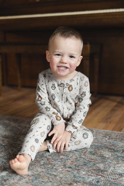 ORGANIC ZIPPER ROMPER - OWL HOO?
