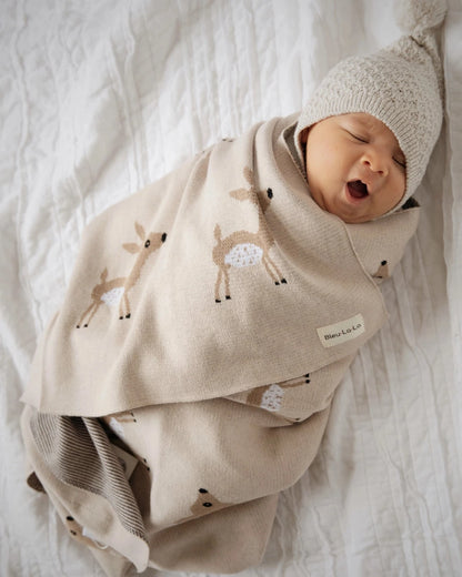 TAUPE DEER - 100% COTTON SWADDLE BLANKET