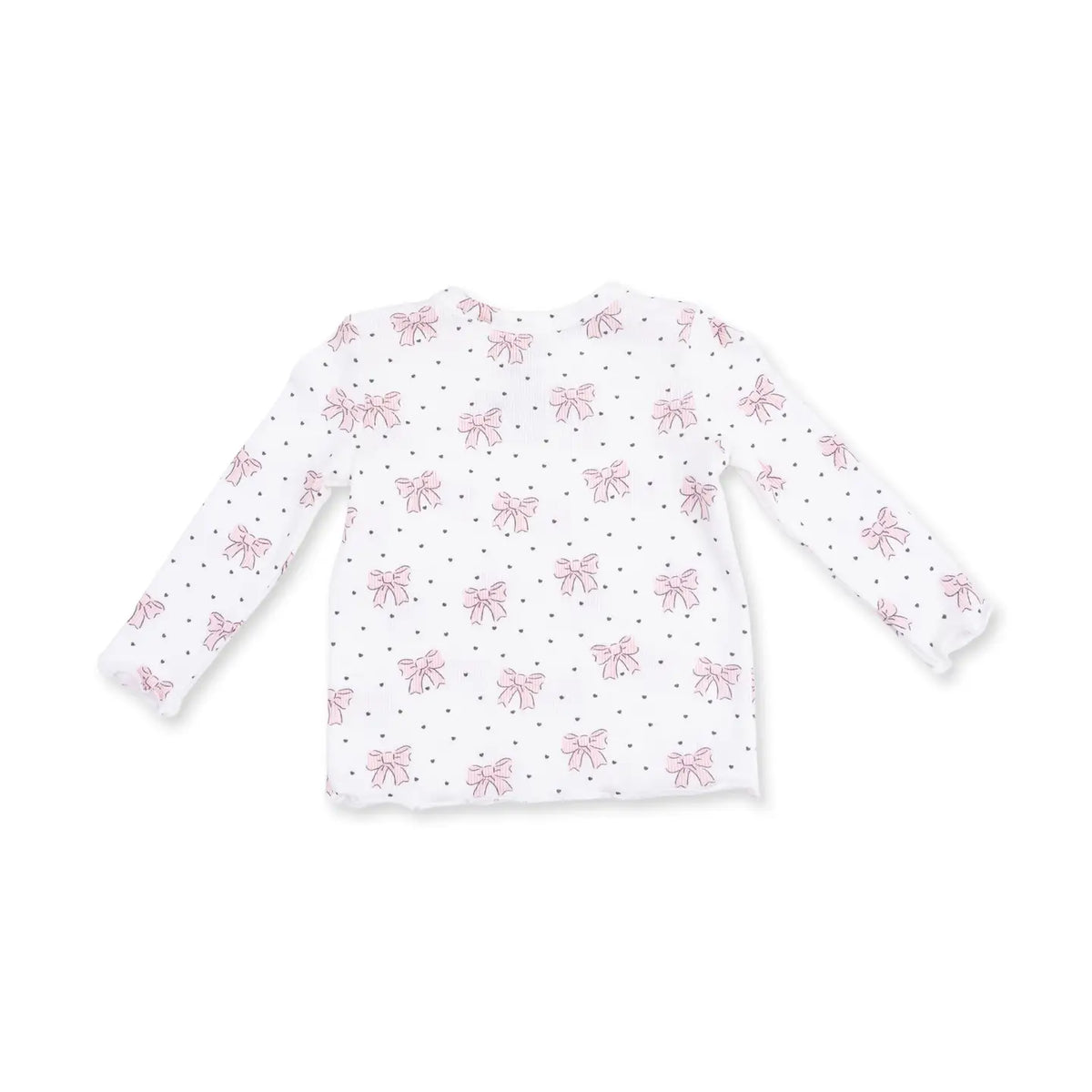 LONG SLEEVE LETTUCE EDGE TOP - BOWS + HEARTS