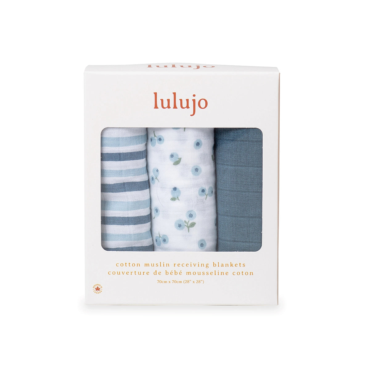 BLUEBERRIES MUSLIN RECEIVING BLANKET - 3 PACK